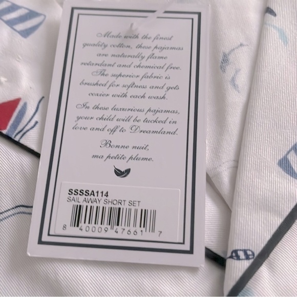 Petite Plume Girls Flame Resistant Chemical Free Nautical Pajama Set Size 14 - Picture 5 of 6